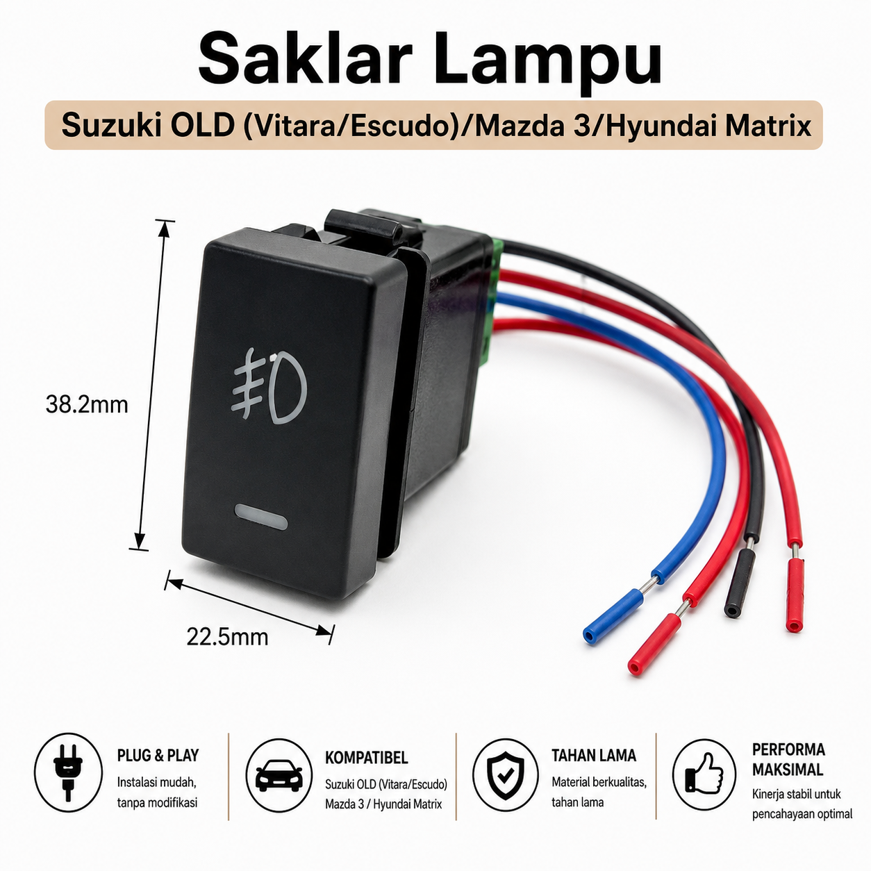 Saklar Foglamp Switch Tombol Suzuki Grand Vitara Escudo Mazda 3 Hyundai Matrix