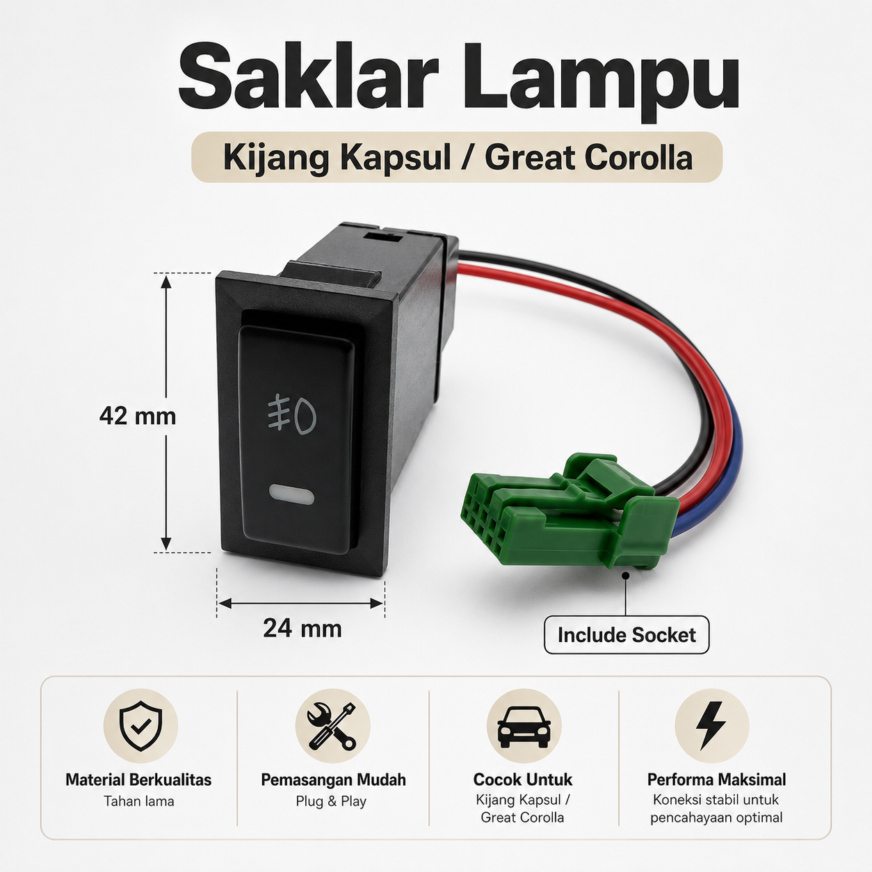Saklar Foglamp Switch Toyota Kijang Kapsul LGX LSX LX SGX SSX Great Corolla Starlet – Switch Tombol Lampu Kabut OEM